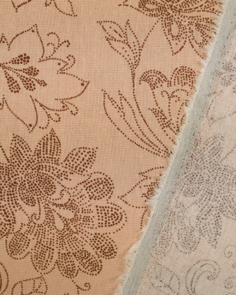 Tissu Lin / Viscose mélangé motif arabesque sur fond rose - Mercerine