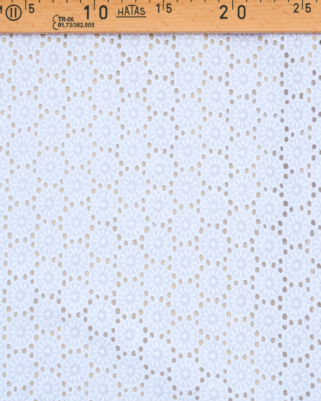 Broderie anglaise : tissu coton au mètre blanc fleuri - Mercerine - Mercerine