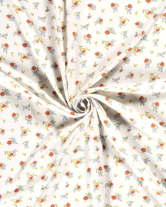 Tissu viscose Petite Fleur Fond Blanc - 10cm