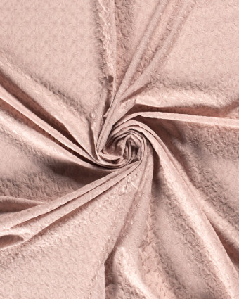 Voile De Coton Brodé Petites Feuilles Nude Rosé - 10cm