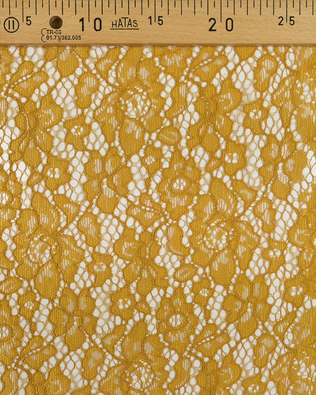 Tissu dentelle jaune ocre : tissu au mètre - Mercerine