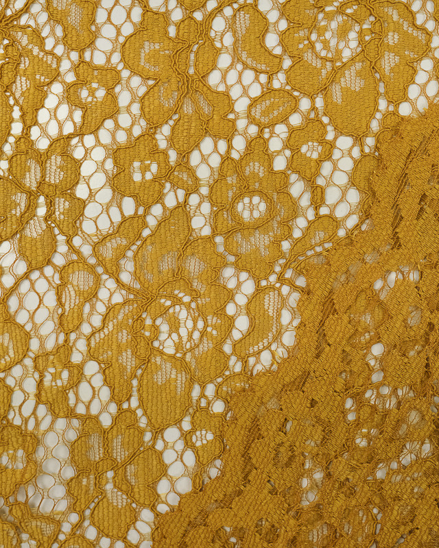 Tissu dentelle jaune ocre : tissu au mètre - Mercerine