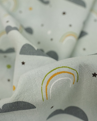 Tissu coton lavé imprimé arc en ciel : tissu enfants - Mercerine