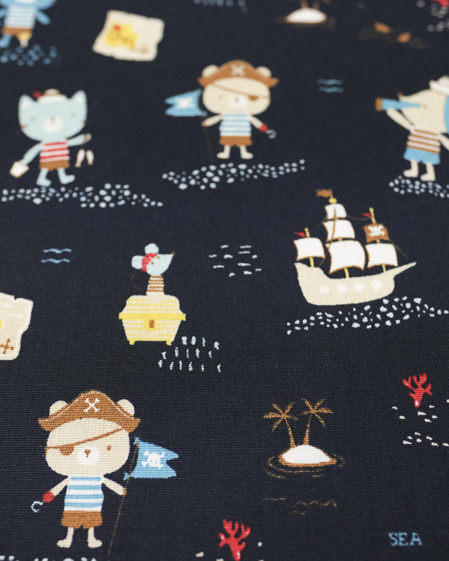 Tissu popeline de coton imprimé marin pirates - Mercerine