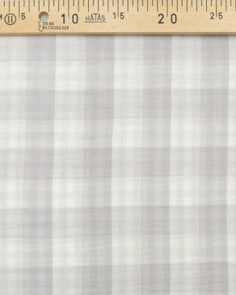 Tissu gaze de coton vichy réversible gris - Mercerine