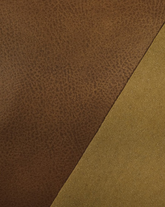 Tissu cuir polyester marron caramel Kent au mètre - Mercerine