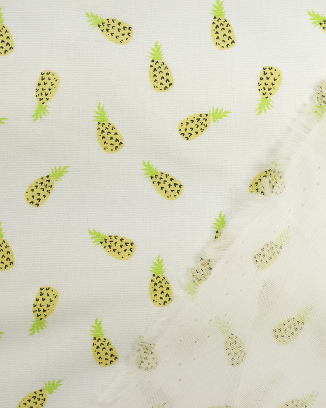 Tissu Coton motif ananas fond écru - Mercerine