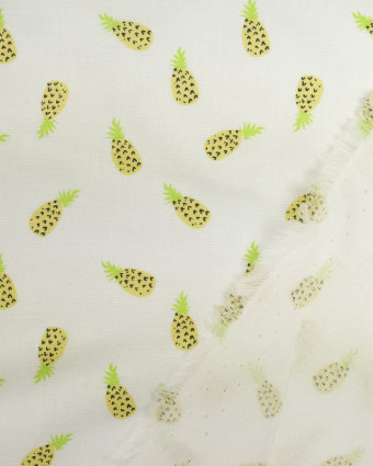 Tissu Coton motif ananas fond écru - Mercerine