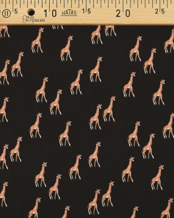 Tissu Viscose Imprimée Girafe noir - Mercerine