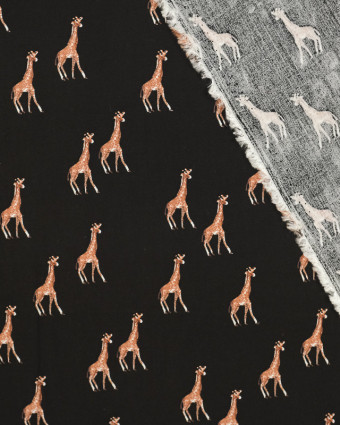 Tissu Viscose Imprimée Girafe noir - Mercerine