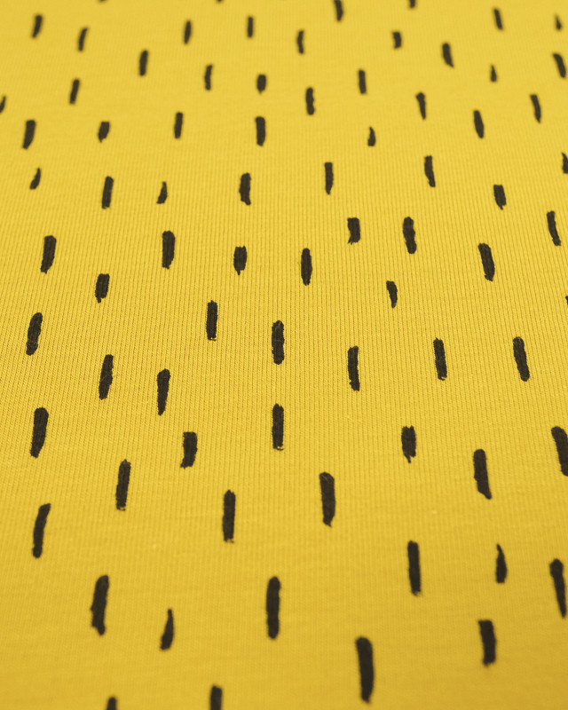 Jersey tissu Bio trait noir fond jaune - Mercerine