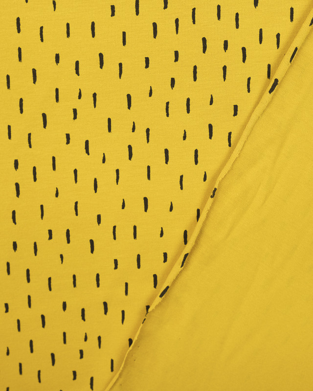 Jersey tissu Bio trait noir fond jaune - Mercerine