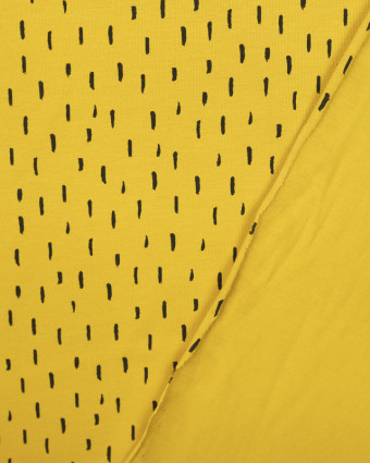 Jersey tissu Bio trait noir fond jaune - Mercerine