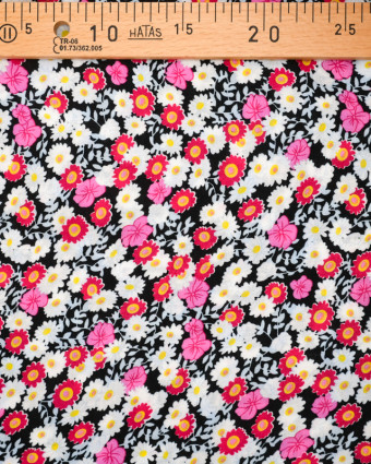 Tissu rayonne fleurie Coraline rose  - Mercerine