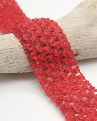 Elastique en ligne : Elastique crocheté rouge 40mm - Mercerine