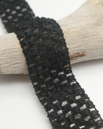 Elastique en ligne : Elastique crocheté noir 40mm - Mercerine