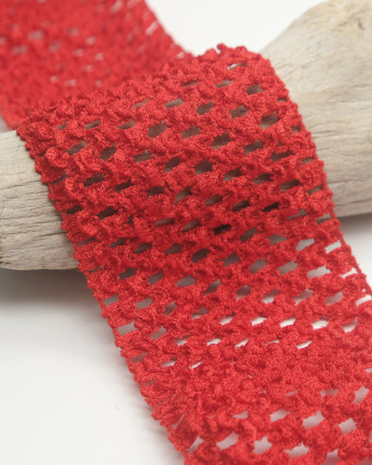 Elastique en ligne : Elastique crocheté rouge 70mm - Mercerine