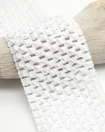 Elastique en ligne : Elastique crocheté blanc 70mm - Mercerine