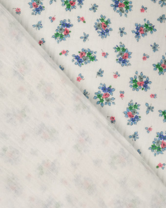 Tissu Gaze de coton fleur bleue Gabrielle - Mercerine
