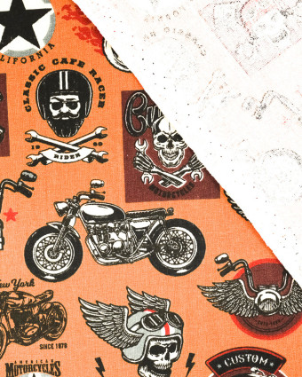 Tissu en ligne : Coton enduit imprimé moto Riders - Mercerine
