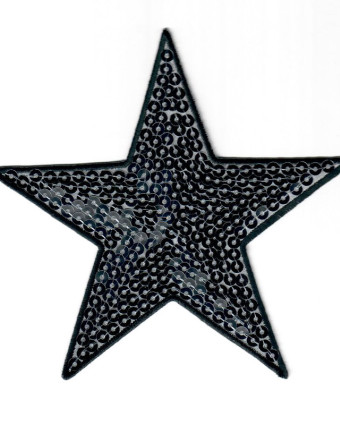 Ecusson Thermocollant étoile XXL argent sequins - Mercerine