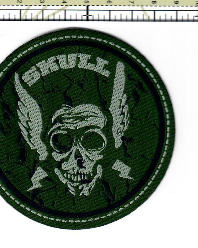 Ecusson Thermocollant badge skull tete de mort vert - Mercerine