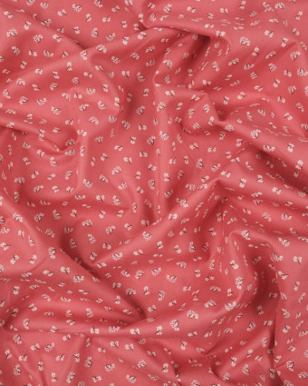 Voile de coton bio petite feuille rose - 10cm
