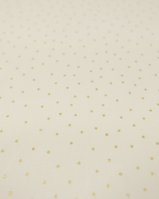 Voile de coton bio beige pois doré - Mercerine