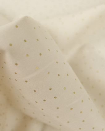 Voile de coton bio beige pois doré - Mercerine