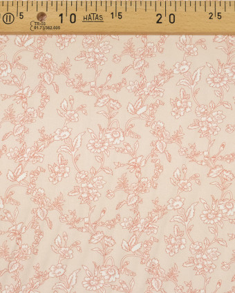 Tissu Viscose twill imprimé fleur vintage rose - Mercerine