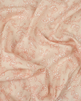 Viscose twill imprimé fleur vintage rose - 10cm