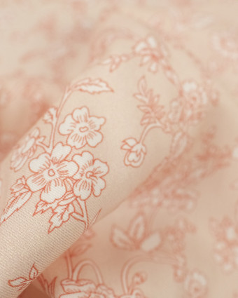 Tissu Viscose twill imprimé fleur vintage rose - Mercerine