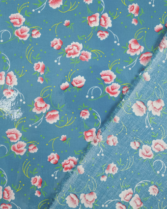 Toile de coton cirée Pivoine lagon - Petit Pan - Mercerine