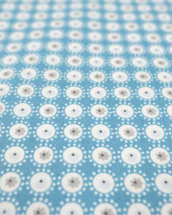 Tissu Enduit en coton imprimé colette turquoise - Mercerine