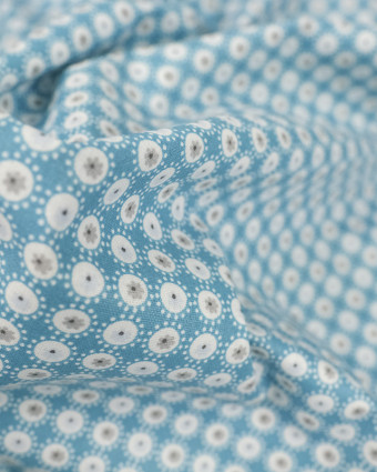 Tissu Enduit en coton imprimé colette turquoise - Mercerine