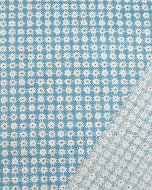 Tissu Enduit en coton imprimé colette turquoise - Mercerine