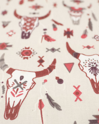 Tissu coton enduit : motif apache rouge - Mercerine