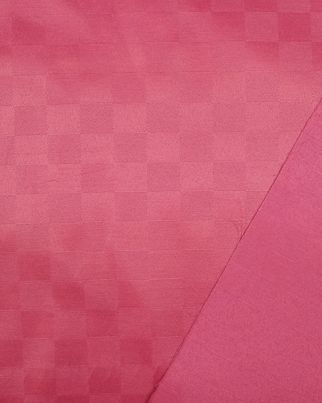 Toile enduit au mètre motif carreaux ton sur ton framboise - Mercerine