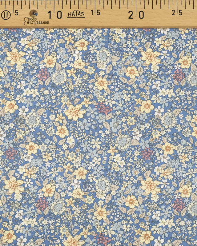 Coton fleuri bleu - Tissus en ligne - Mercerine