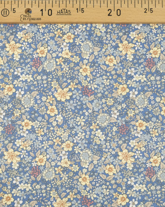 Coton fleuri bleu - Tissus en ligne - Mercerine