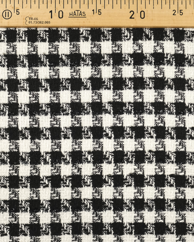 Tissu tweed bouclette Pied de poule large noir et blanc  - Mercerine