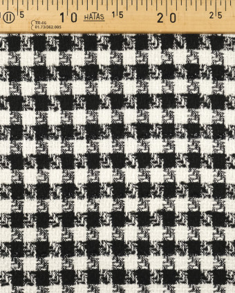 Tissu tweed bouclette Pied de poule large noir et blanc  - Mercerine