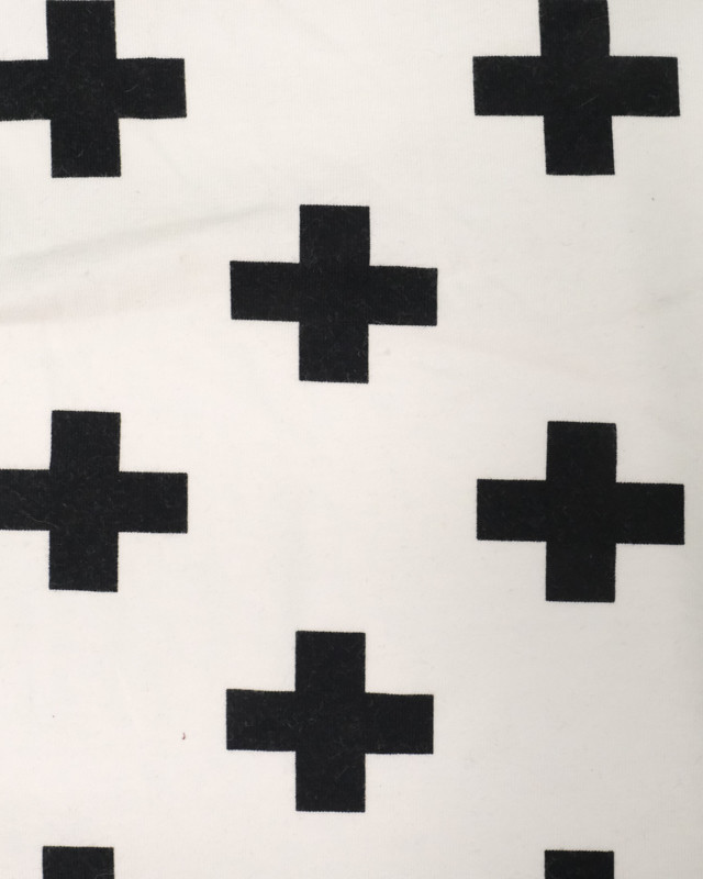 Jersey coton motif croix noir fond écru - Mercerine