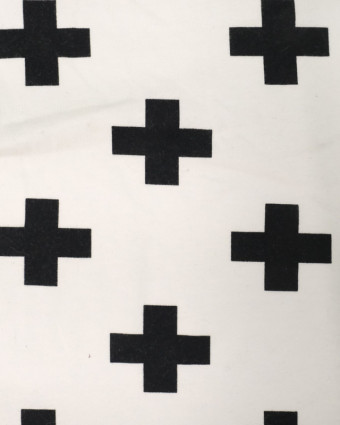 Jersey coton motif croix noir fond écru - Mercerine