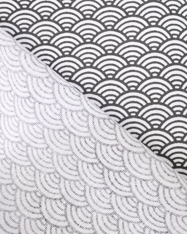 Tissu Coton Imprimé Sushis Gris  - Mercerine