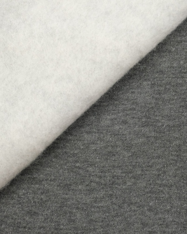 Tissu sweat gris chiné molleton uni - Mercerine