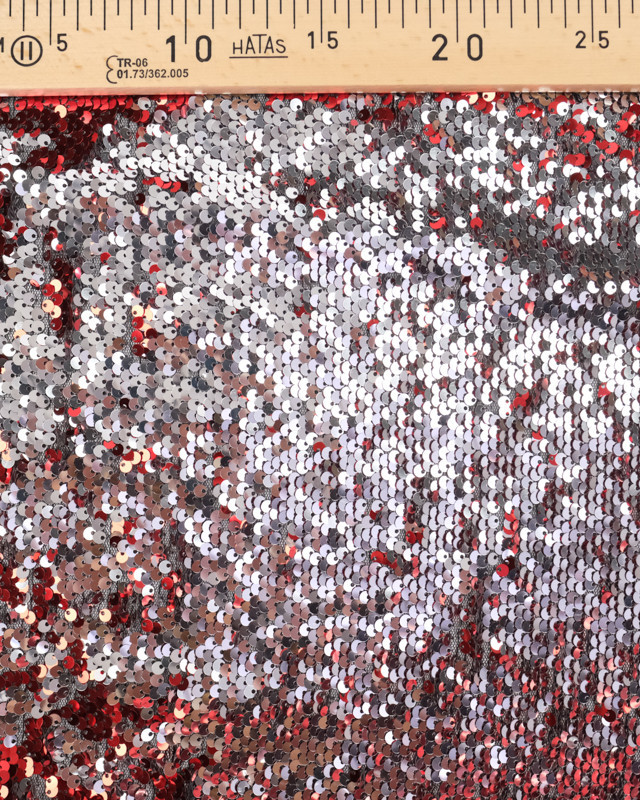 Tissus Sequins rouge reflet argent - Mercerine