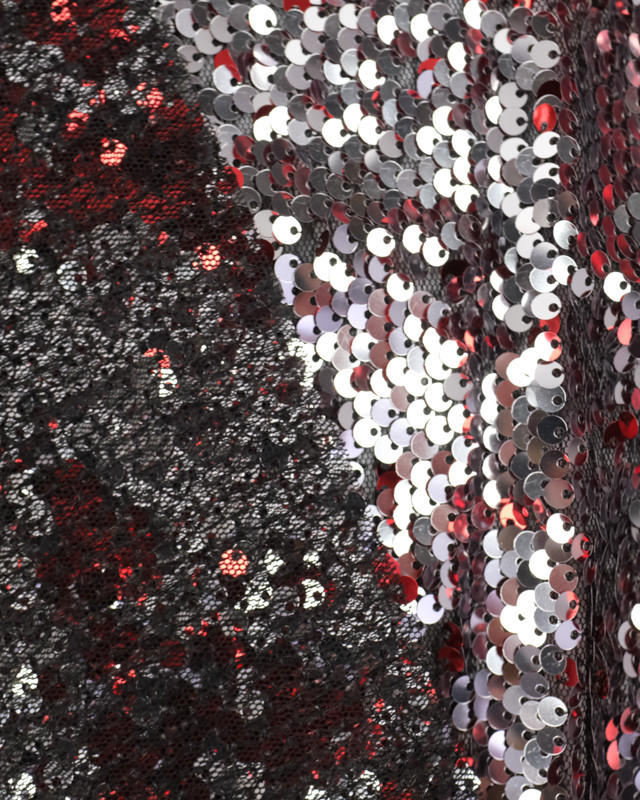 Tissus Sequins rouge reflet argent - Mercerine