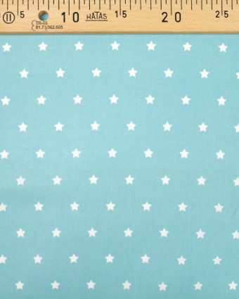 Tissu au mètre : Coton enduit étoile turquoise - Mercerine