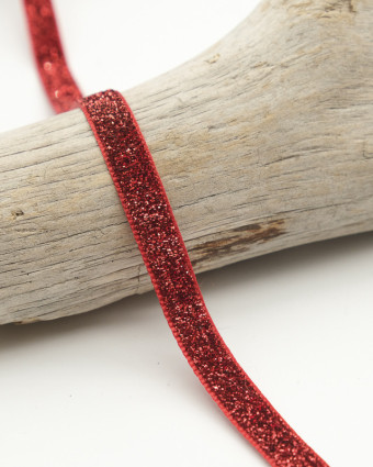 Ruban fantaisie velours lurex rouge 10mm - Mercerine